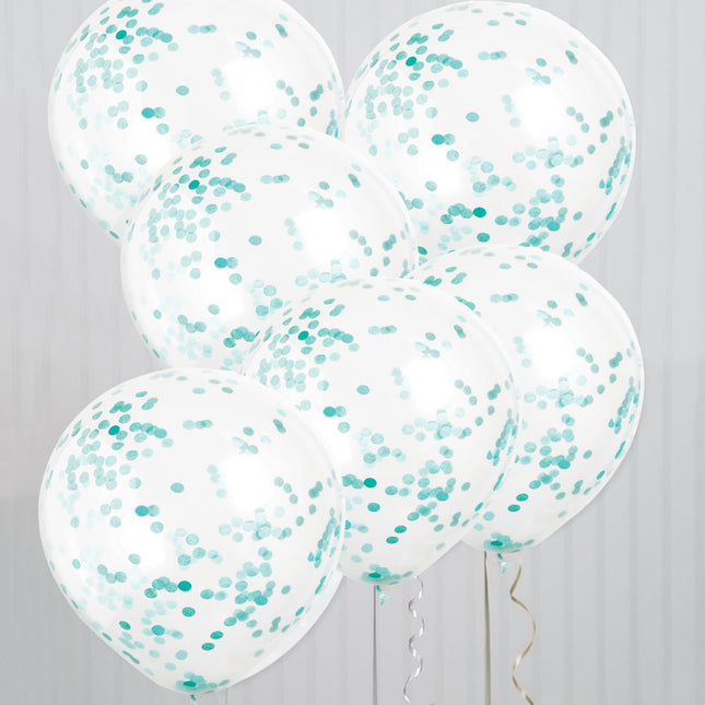 Ballons Confetti Turquoise 40cm 6pcs