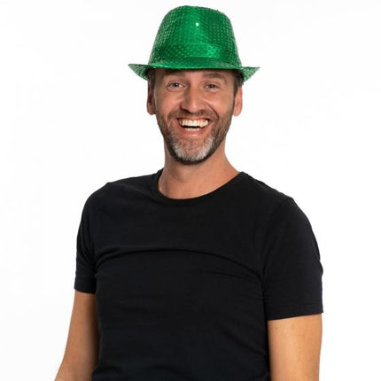 Chapeau à paillettes vert