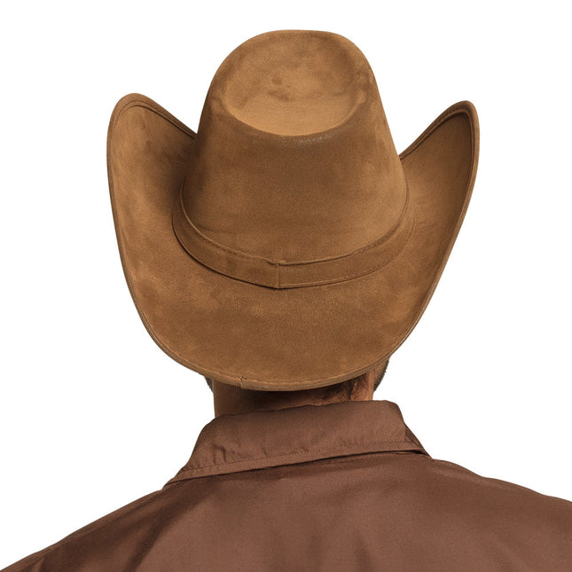 Chapeau de cow-boy Faux cuir marron 43cm