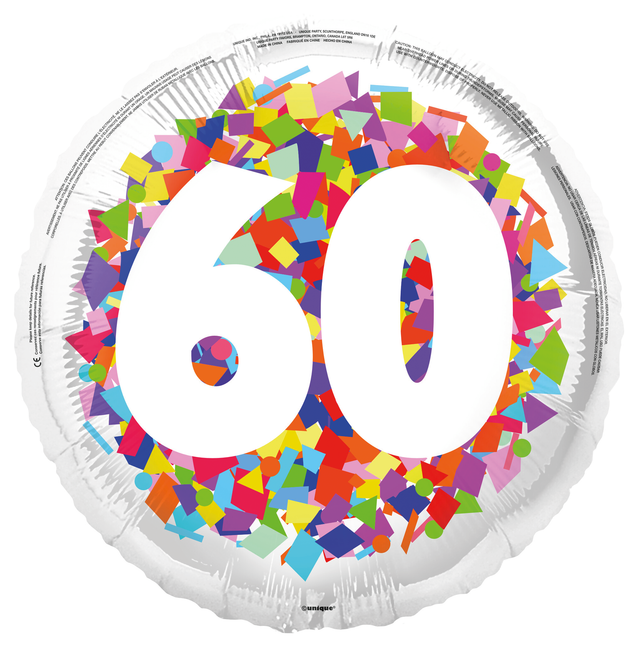 60 Years Helium Balloon Confetti Empty 45cm