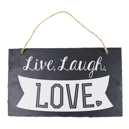 Assiette en ardoise Live, Laugh, Love 25cm