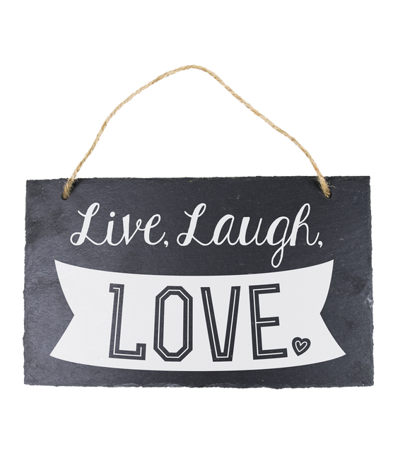 Assiette en ardoise Live, Laugh, Love 25cm