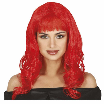 Perruque rouge cheveux longs