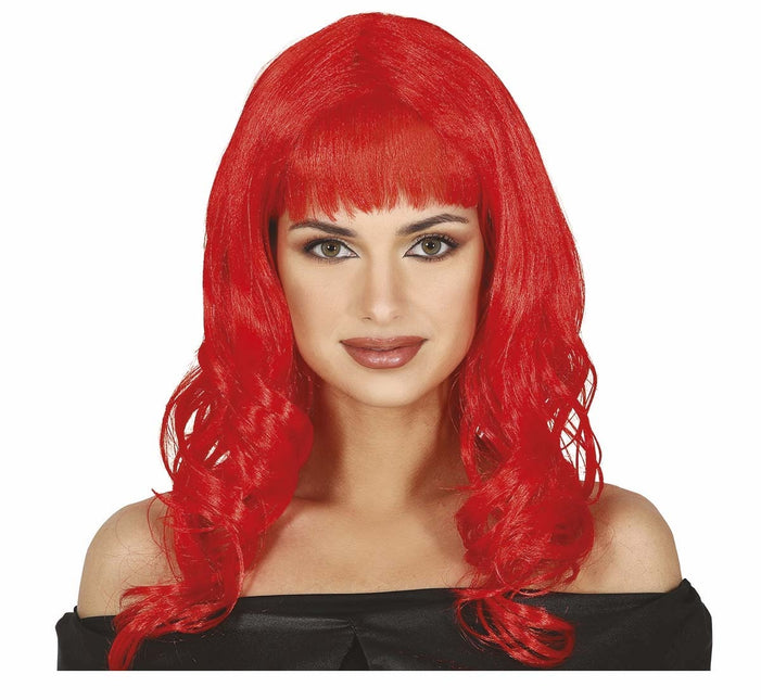 Perruque rouge cheveux longs