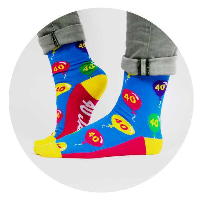 Funny Socks 40 Years Balloons 1 paire