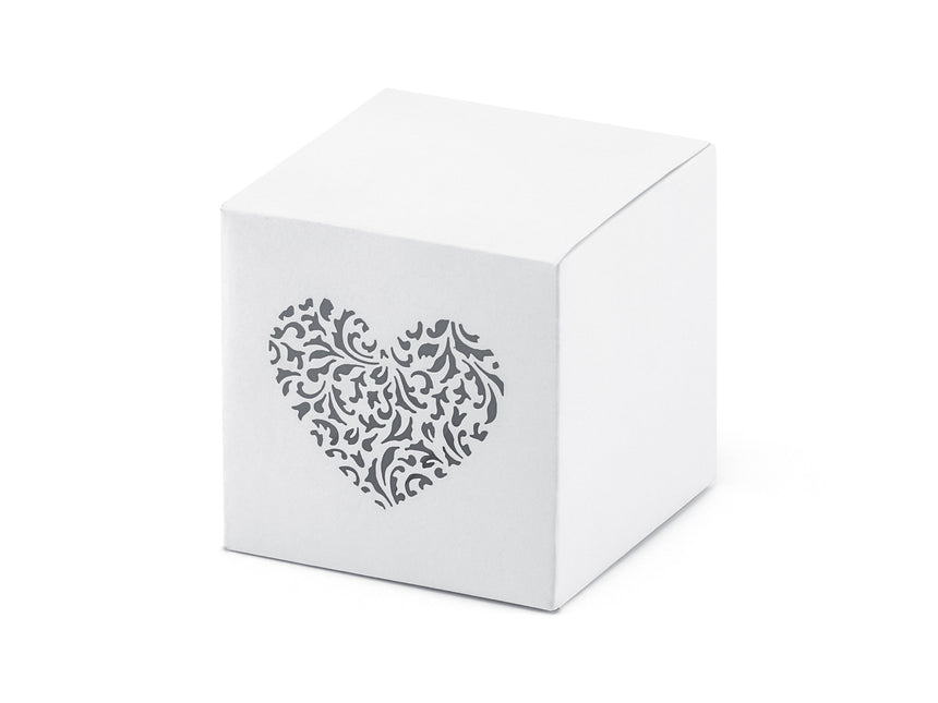 Boîtes cadeaux Cube Coeur Blanc 5cm 10pcs