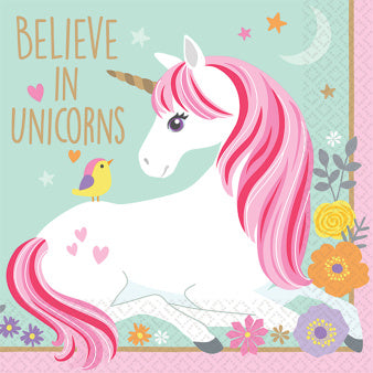 Serviettes de table licorne colorées 25cm 16pcs