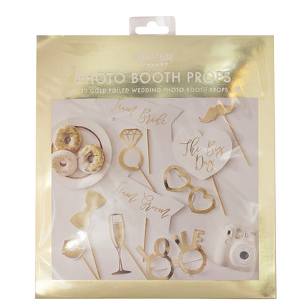 Accessoires pour Photobooth de mariage Blanc/Or 10pcs