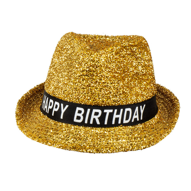 Chapeau doré de joyeux anniversaire