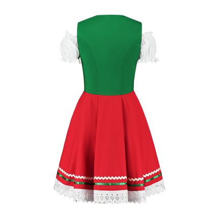 Oktoberfest Dirndl Dress Oktoberfest Red Green Ladies 2 Pieces