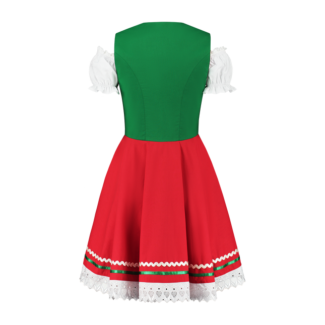 Dirndl 2 pièces, vert/rouge, blouse Carmen
