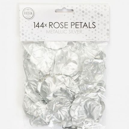 Pétales de roses argentées métallisées 144pcs