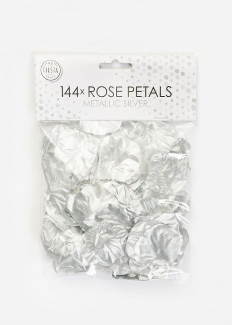 Pétales de roses argentées métallisées 144pcs