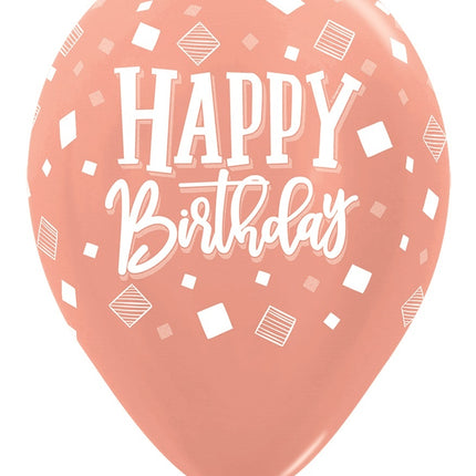 Ballons Happy Birthday Squares Metallic Mix 30cm 25pcs