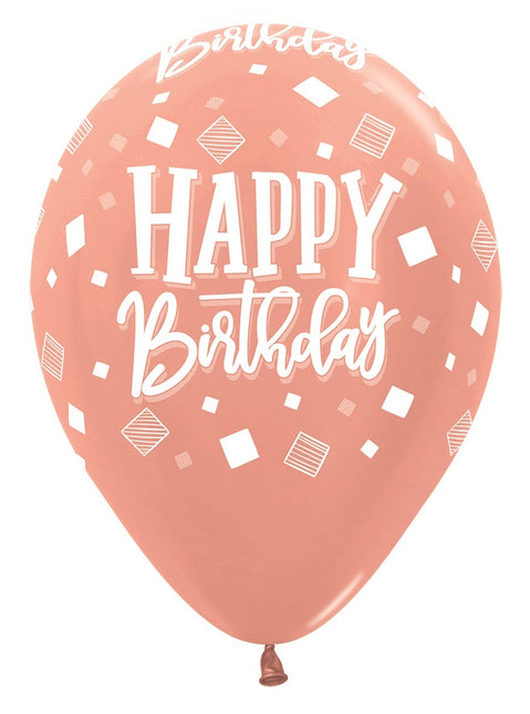 Ballons Happy Birthday Squares Metallic Mix 30cm 25pcs