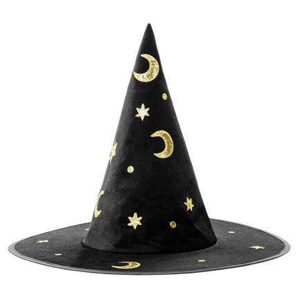 Chapeau de sorcière d'Halloween noir et doré