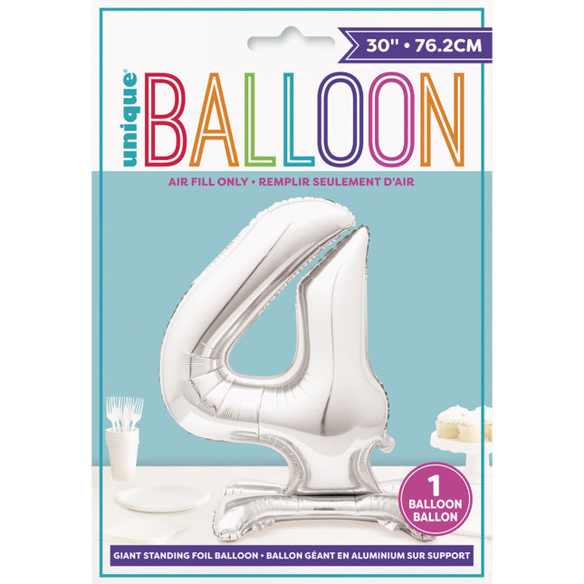 Ballon de baudruche Figure 4 Silver Standard 76cm