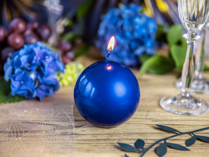 Bougies boules Bleu Métallique 8cm 6pcs