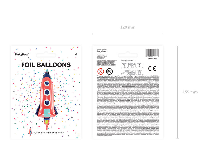 Ballon à l'hélium Fusée Vide 1.15m