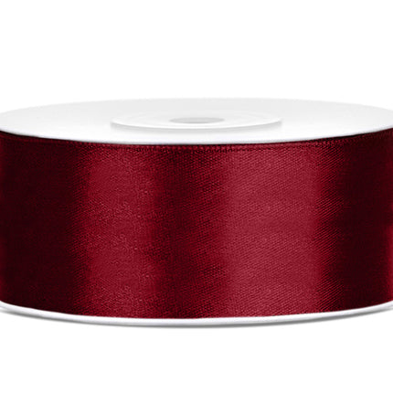 Ruban Satin Rouge Bordeaux 25mm 25m