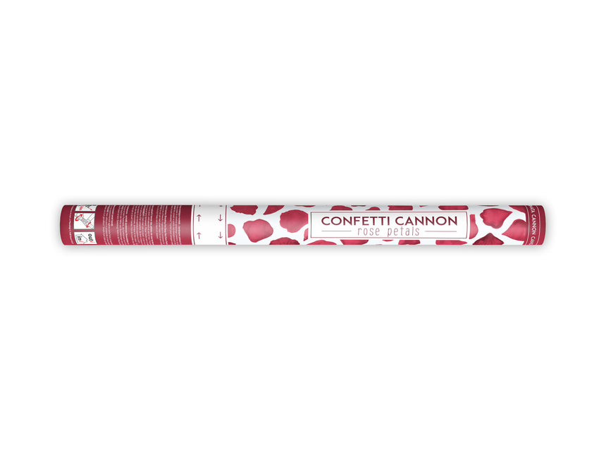 Canon à confettis Pétales de rose rouge bordeaux 60cm