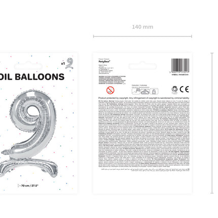 Ballon de baudruche Figure 9 Argent Standard Vide 70cm