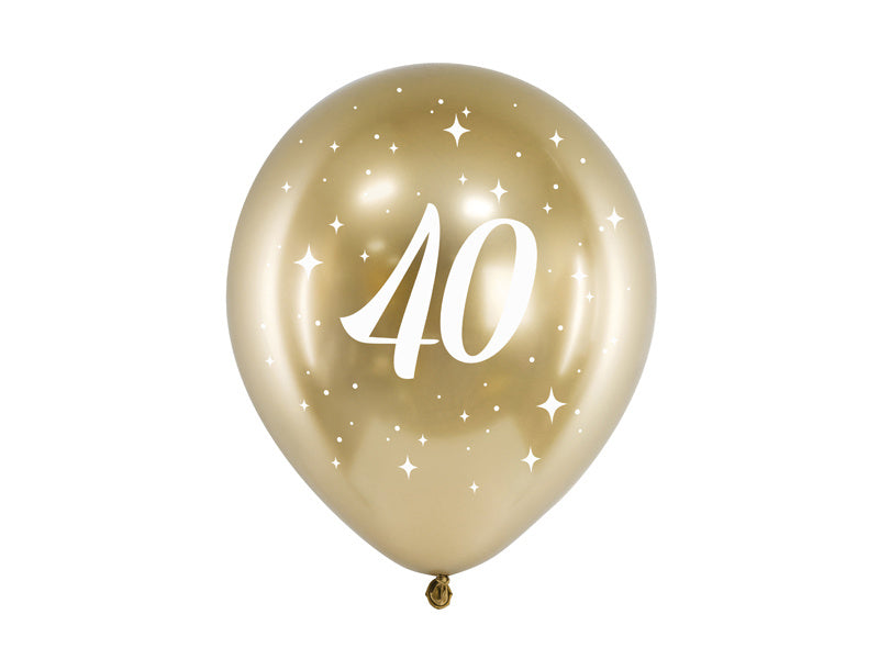 Ballons 40 ans or 30cm 6pcs