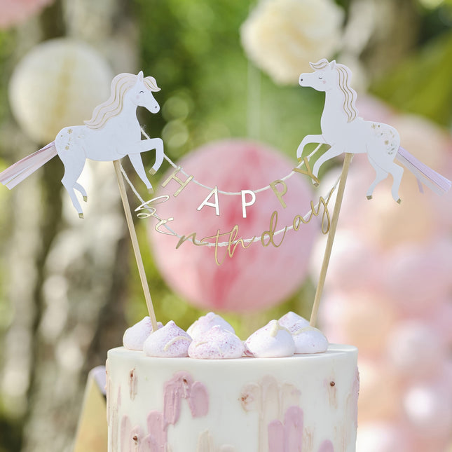 Chevaux Décor de gâteau Joyeux anniversaire 15cm