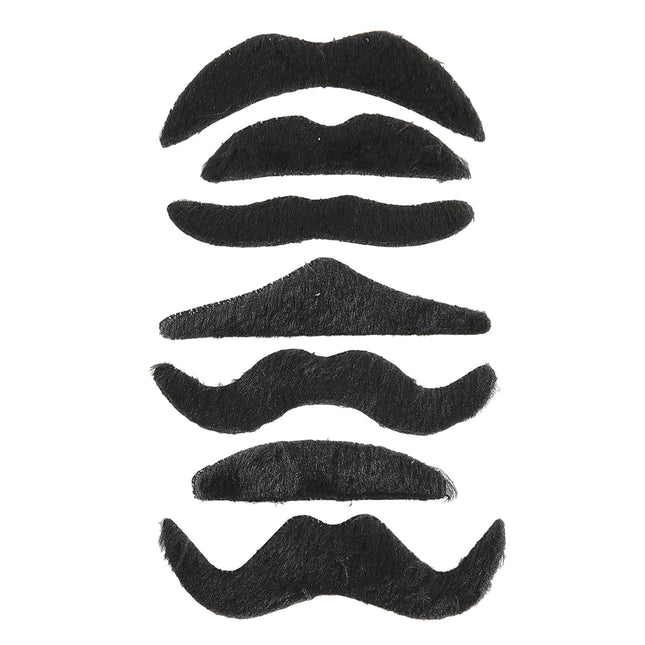 Fausse moustache noire 7 pièces