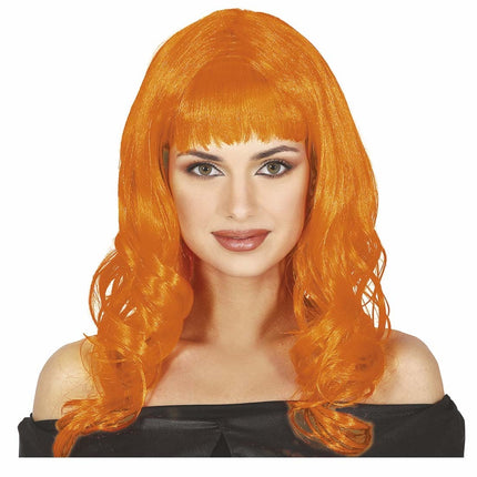 Perruque orange cheveux longs