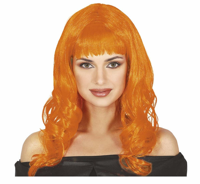 Perruque orange cheveux longs