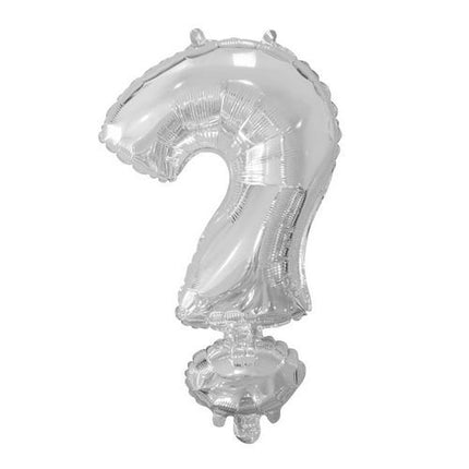 Ballon de baudruche Point d'interrogation ? Argent 41cm avec paille