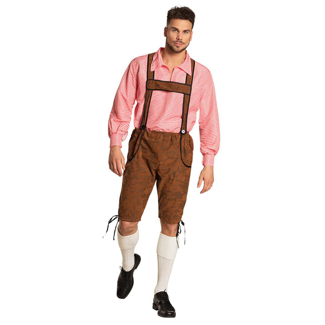 Lederhosen marron et chemisier