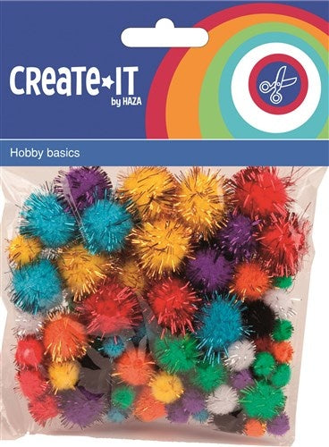 Pompons pailletés 78pcs