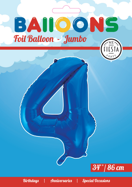 Ballon de baudruche Figure 4 Bleu XL 86cm vide