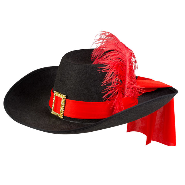 Chapeau de mousquetaire Plume rouge