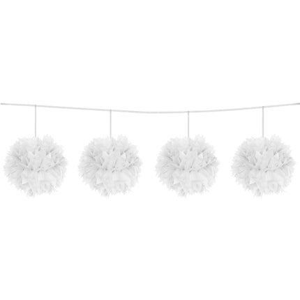 Guirlande blanche Pompon 12cm 3m