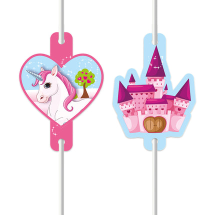 Pailles en papier licorne 4pcs