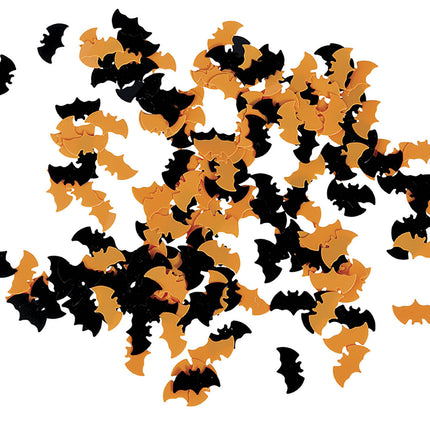 Chauves-souris confettis de table noir et orange pour Halloween