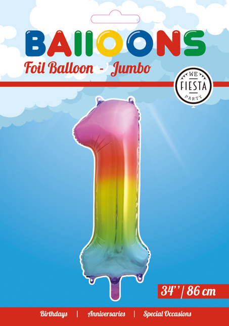 Ballon de baudruche Figure 1 Arc-en-ciel XL 86cm vide
