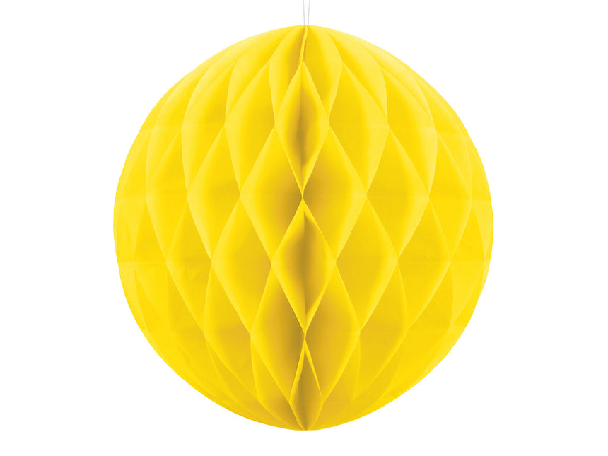 Boule en nid d'abeille jaune 40cm