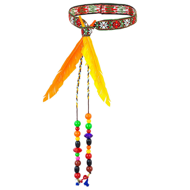 Bandeau hippie perles et plumes