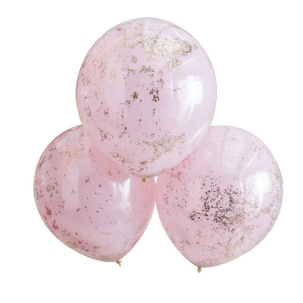 Ballons Confetti Rose Double Couche 45cm 3pcs