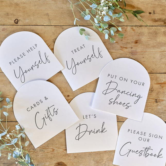 Cartes de décoration de table de mariage 6pcs