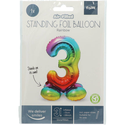 Ballon de baudruche Figure 3 Arc-en-ciel avec support 72cm