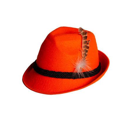 Chapeau orange Tyrol avec plume