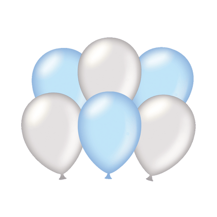 Ballons Argent/Bleu Métallique 30cm 6pcs