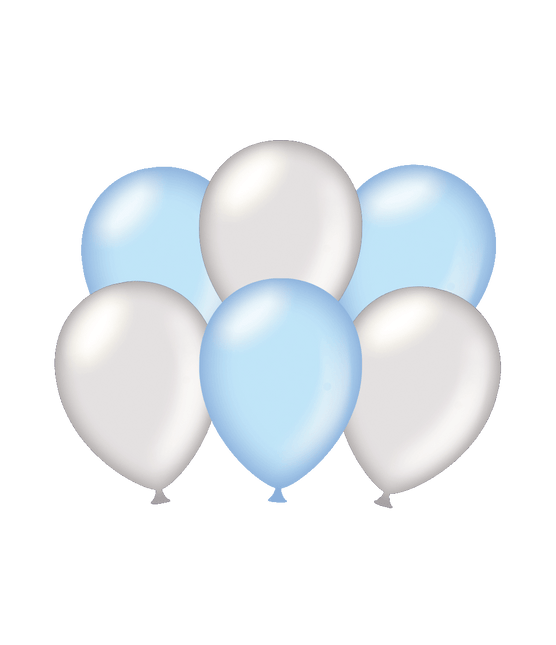 Ballons Argent/Bleu Métallique 30cm 6pcs