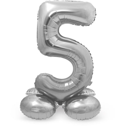 Ballon de baudruche Figure 5 Argent avec support 72cm