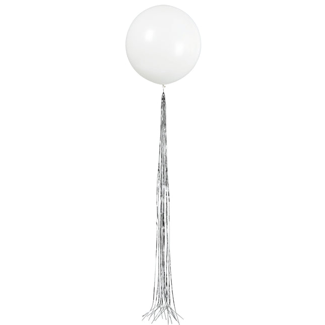 Guirlande de ballons blancs avec pompons 61cm